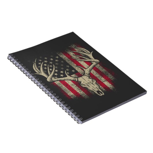 Deer Skull Hunter American Flag Deer Hunting USA Notitieboek (Rechterzijde)