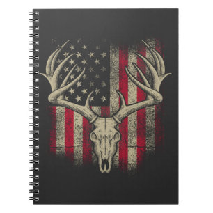 Deer Skull Hunter American Flag Deer Hunting USA Notitieboek