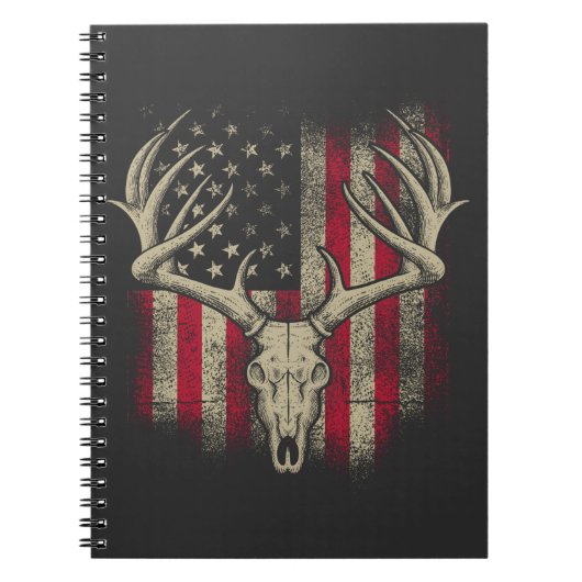 Deer Skull Hunter American Flag Deer Hunting USA Notitieboek (Voorkant)