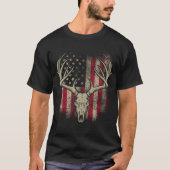 Deer Skull Hunter American Flag Deer Hunting USA T-shirt (Voorkant)
