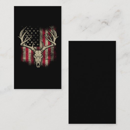 Deer Skull Hunter American Flag Deer Hunting USA Visitekaartje (Voorkant / Achterkant)