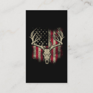 Deer Skull Hunter American Flag Deer Hunting USA Visitekaartje