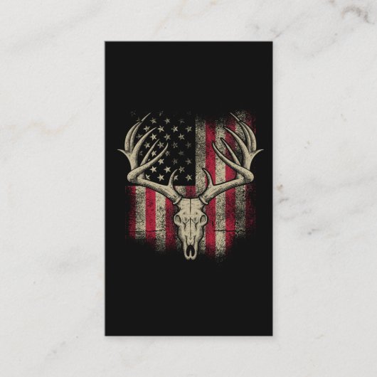 Deer Skull Hunter American Flag Deer Hunting USA Visitekaartje (Voorkant)