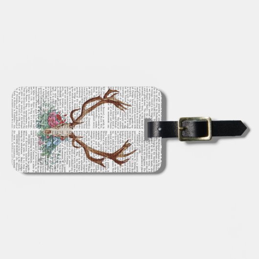 Deer Skull met bloemen 2 Bagagelabel (Voorkant horizontaal)