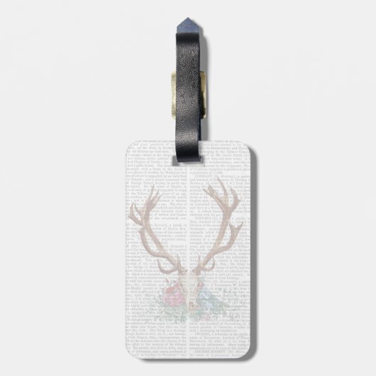 Deer Skull met bloemen 2 Bagagelabel (Achterkant verticaal)