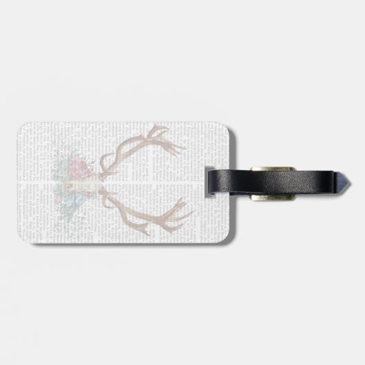 Deer Skull met bloemen 2 Bagagelabel (Achterkant horizontaal)