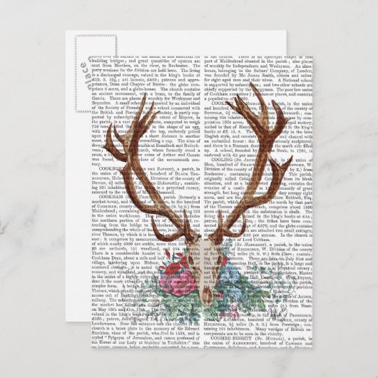 Deer Skull met bloemen 2 Briefkaart (Voorkant / Achterkant)