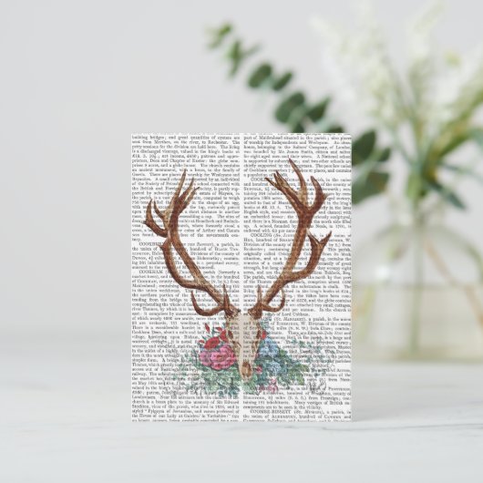 Deer Skull met bloemen 2 Briefkaart (Staand voorkant)