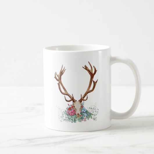 Deer Skull met bloemen 2 Koffiemok (Rechts)