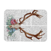 Deer Skull met bloemen 2 Magneet (Horizontaal)