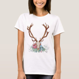 Deer Skull met bloemen 2 T-shirt