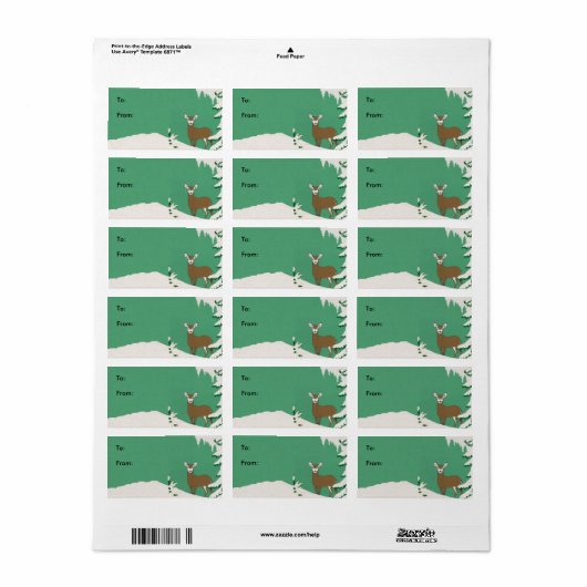 Deer Snow Winter Scene Gift Label (Full Sheet)