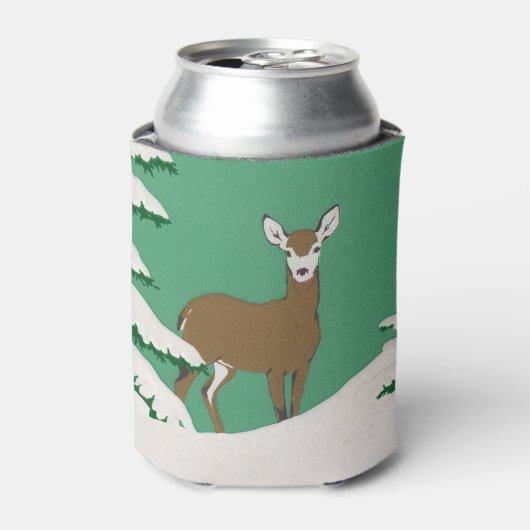Deer Snow Winter Scene Pine Tree Blikjeskoeler (Blikje Voorkant)