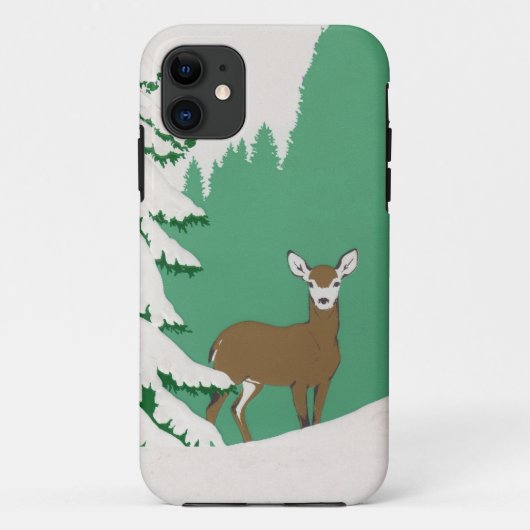 Deer Snow Winter Scene Pine Tree Case-Mate iPhone Case (Achterkant)