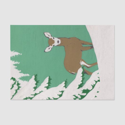 Deer Snow Winter Scene Pine Tree Tissuepapier (Voorkant)