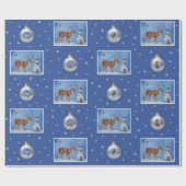 Deer & Snowman-kerstsnowflakes Cadeaupapier (Vlak)