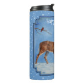 Deer & Snowman-kerstsnowflakes Thermosbeker (Gedraaid links)