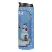Deer & Snowman-kerstsnowflakes Thermosbeker (Geroteerd rechts)