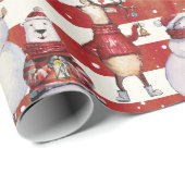 Deer Snowman Rabbit Beer kerstfeestdag cadeau Cadeaupapier (Rol Hoek)