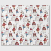 Deer Snowman Rabbit Beer kerstfeestdag cadeau Cadeaupapier (Vlak)