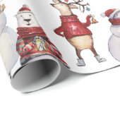 Deer Snowman Rabbit Beer kerstfeestdag cadeau Cadeaupapier (Rol Hoek)