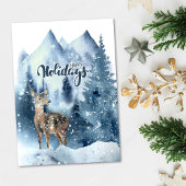 Deer Snowy Winter Mountains Nature Christmas Feestdagen Kaart