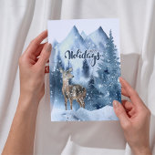 Deer Snowy Winter Mountains Nature Christmas Feestdagen Kaart