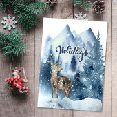 Deer Snowy Winter Mountains Nature Christmas Feestdagen Kaart