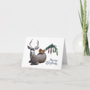 Deer Squirrel Merry-kerstkaart Kaart