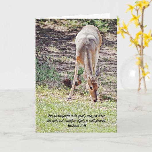 Deer Squirrel Sharing Christelijk Hartelijk dank Kaart (Gele Bloem)