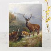  deer Stag - Animals Old Illustration Art Kaart (Gele Bloem)