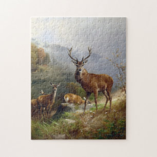 deer Stag - Animals Old Illustration Art Legpuzzel