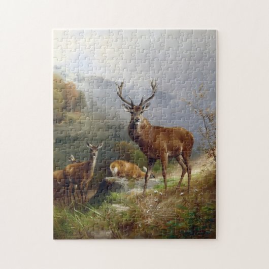 deer Stag - Animals Old Illustration Art Legpuzzel (Verticaal)