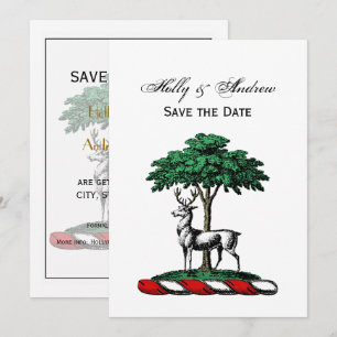 Deer Stag by Tree Heraldic Crest Emblem Kaart