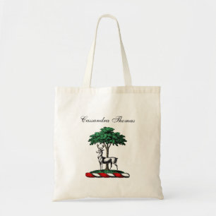 Deer Stag by Tree Heraldic Crest Emblem Tote Bag