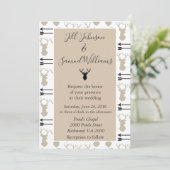 Deer Stag Head Rustic Wedding Kaart (Staand voorkant)