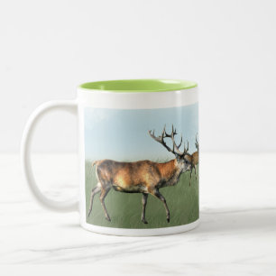 Deer Stag & Herd, Hampshire, Engeland Tweekleurige Koffiemok