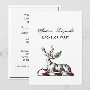 Deer Stag met Fern Heraldic Crest Emblem Kaart