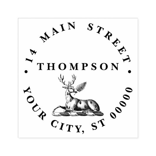 Deer Stag met Fern Heraldic Crest Emblem Rubberstempel (Afrduk)