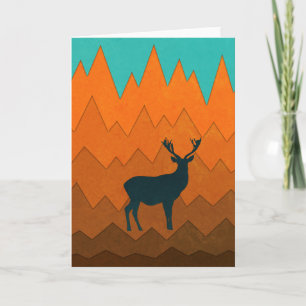 Deer Stag silhouette Autumn herfst Colorful Abstra Kaart