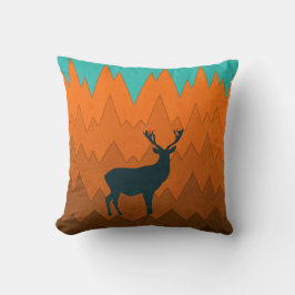 Deer Stag silhouette Autumn herfst Colorful Abstra Kussen