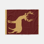 Deer Stag Silhouette | Bourgogne Fleece Deken (Voorkant (Horizontaal))