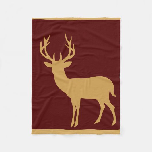 Deer Stag Silhouette | Bourgogne Fleece Deken (Voorkant)