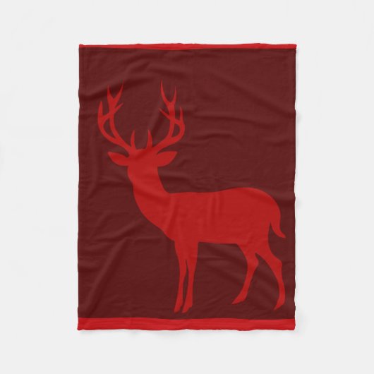 Deer Stag Silhouette | Bourgogne Fleece Deken (Voorkant)