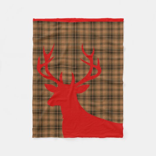 Deer Stag Silhouette Pset | bruin rood Fleece Deken (Voorkant)
