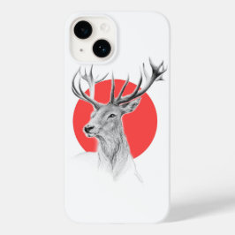 Deer Stag tekening Rode cirkel Dierenkunst Case-Mate iPhone Case