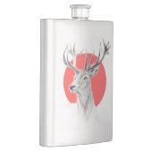 Deer Stag tekening Rode cirkel Dierenkunst Heupfles (Rechts)