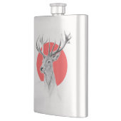 Deer Stag tekening Rode cirkel Dierenkunst Heupfles (Links)