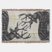 Deer Steam Punk en Floral Abstract Pattern Deken (Voorkant)