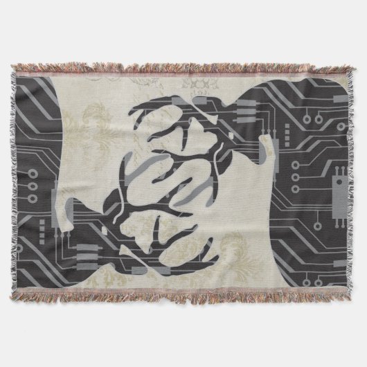 Deer Steam Punk en Floral Abstract Pattern Deken (Voorkant)
